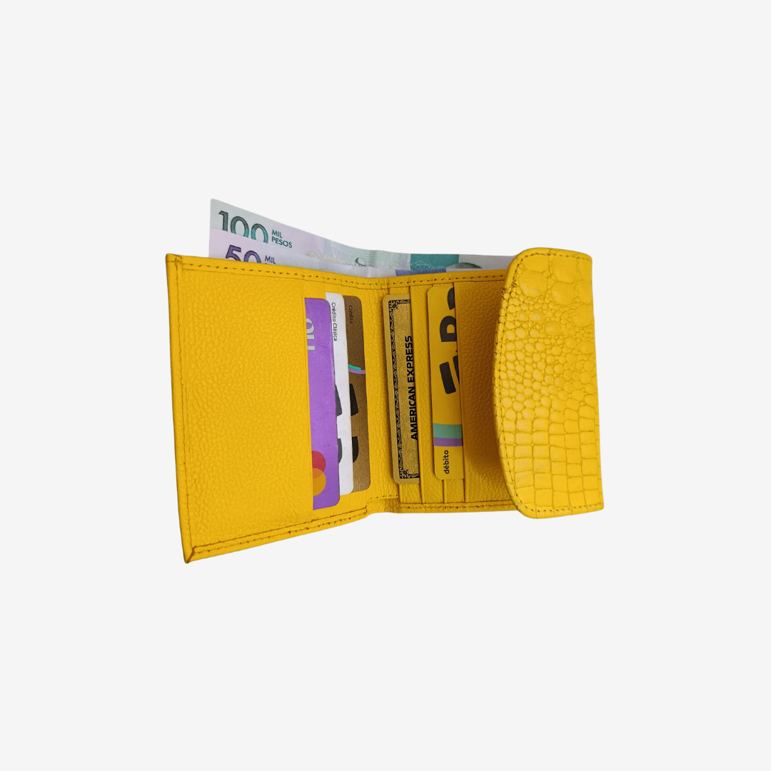 Billetera Elise en cuero Amarillo