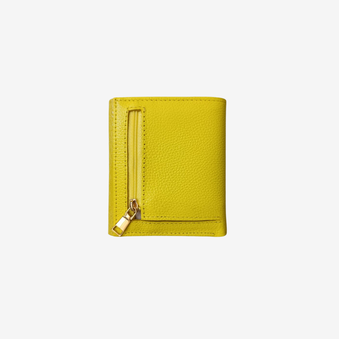 Billetera Elise en cuero - Amarillo Limon