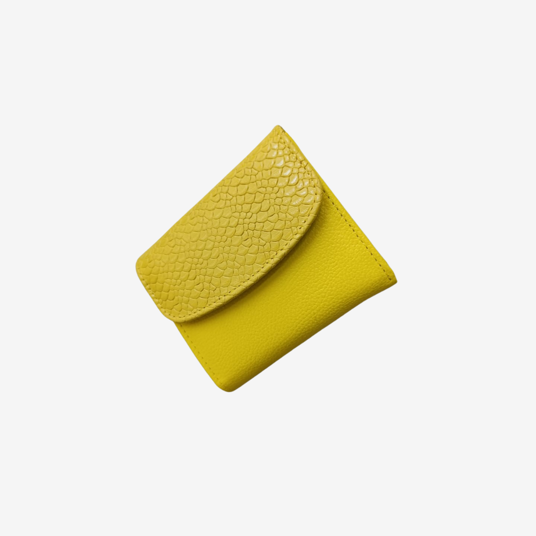 Billetera Elise en cuero - Amarillo Limon