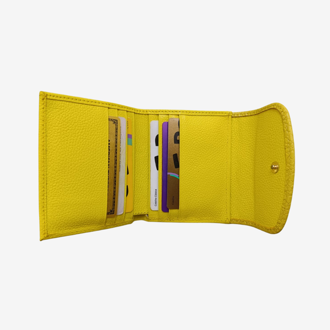Billetera Elise en cuero - Amarillo Limon