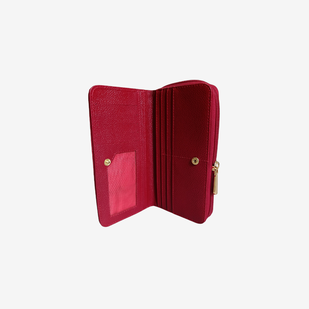 Billetera de mujer en cuero color rojo Ref. Moly