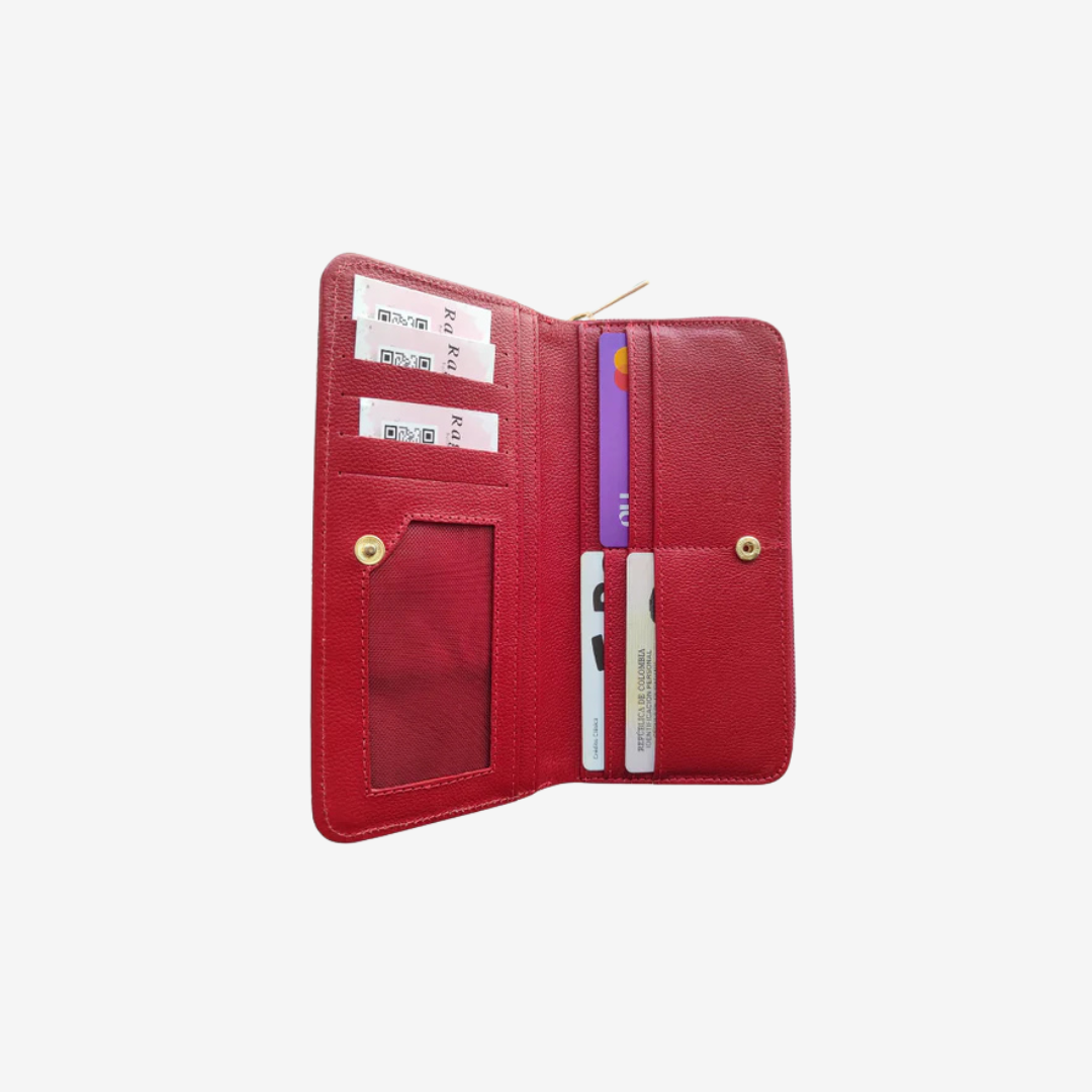 Billetera de mujer en cuero color rojo Ref. Moly