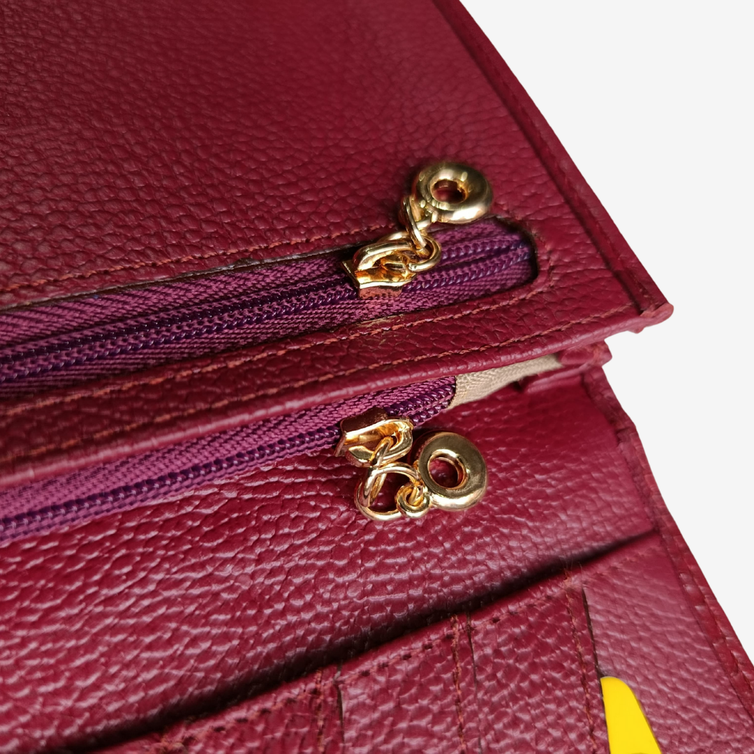 Billetera Nova en cuero Vinotinto