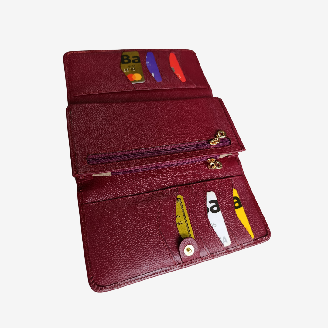 Billetera Nova en cuero Vinotinto