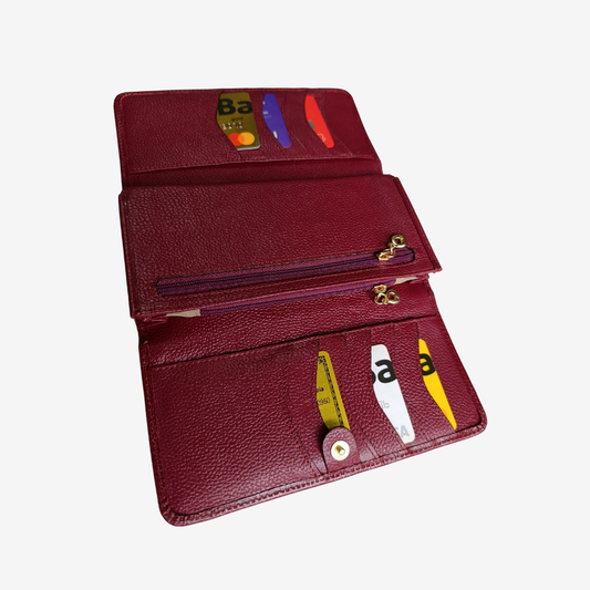 Billetera Nova en cuero Vinotinto - RagazzaBolsos