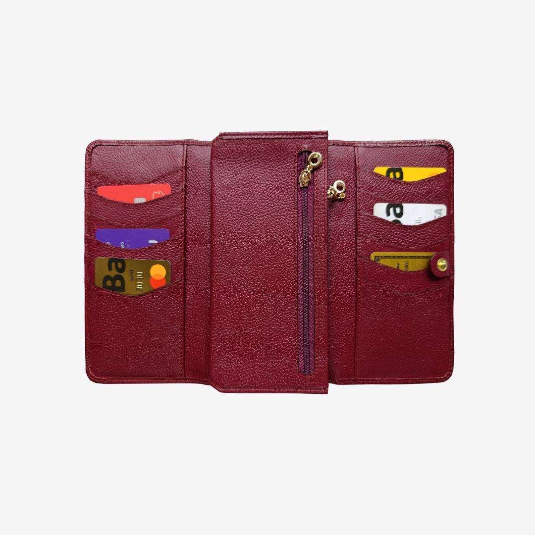 Billetera Nova en cuero Vinotinto