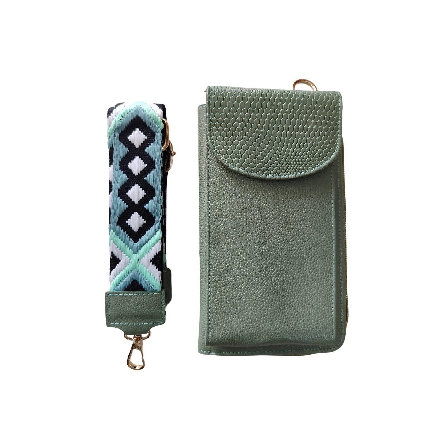 Portacelular billetera en cuero para mujer color miel