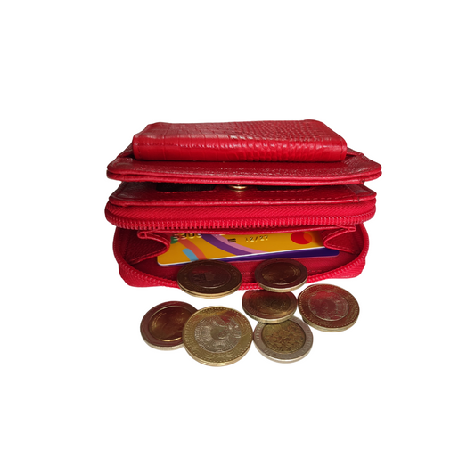 Billetera con monedero Berona en cuero rojo - RagazzaBolsos