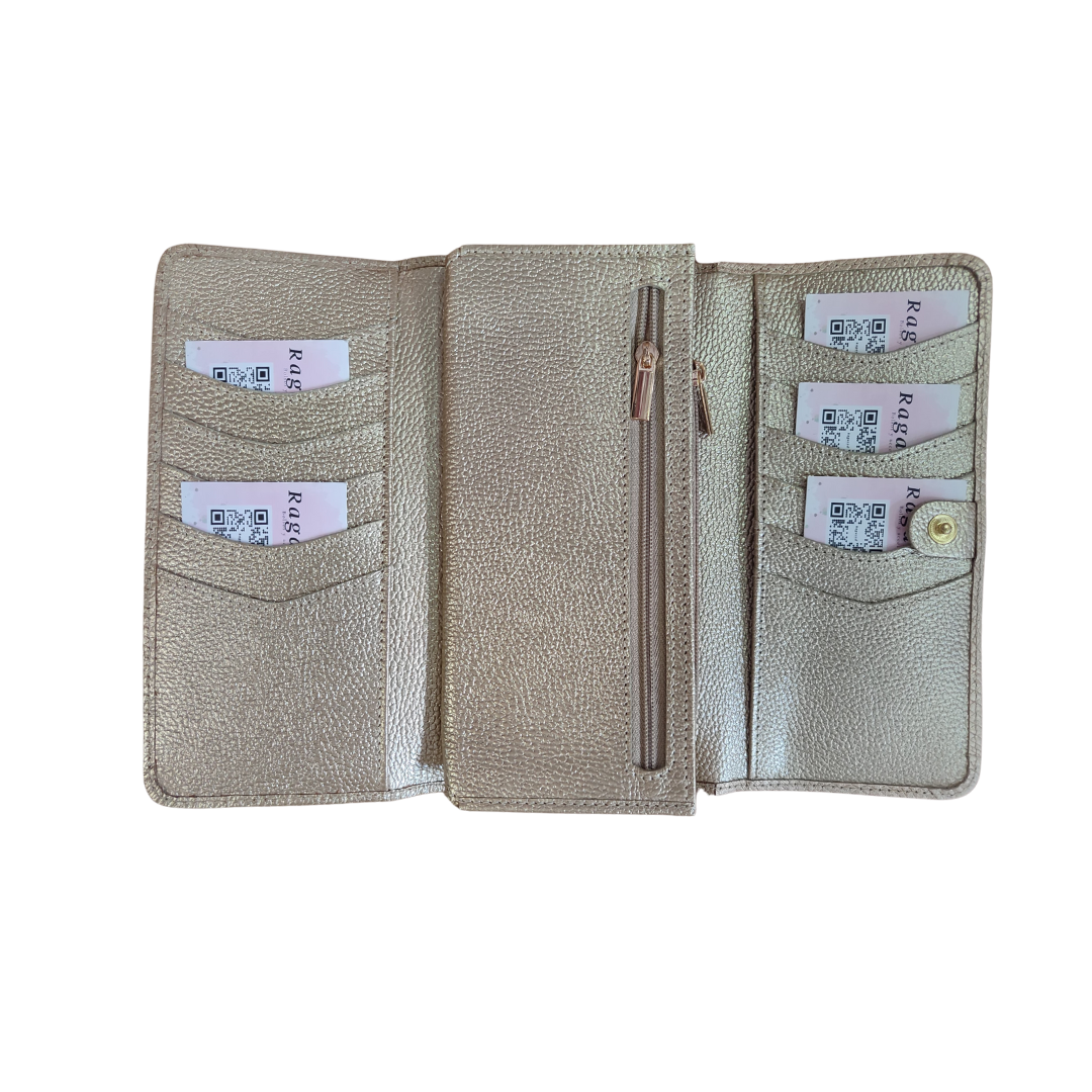 Billetera Nova en cuero Dorado - RagazzaBolsos