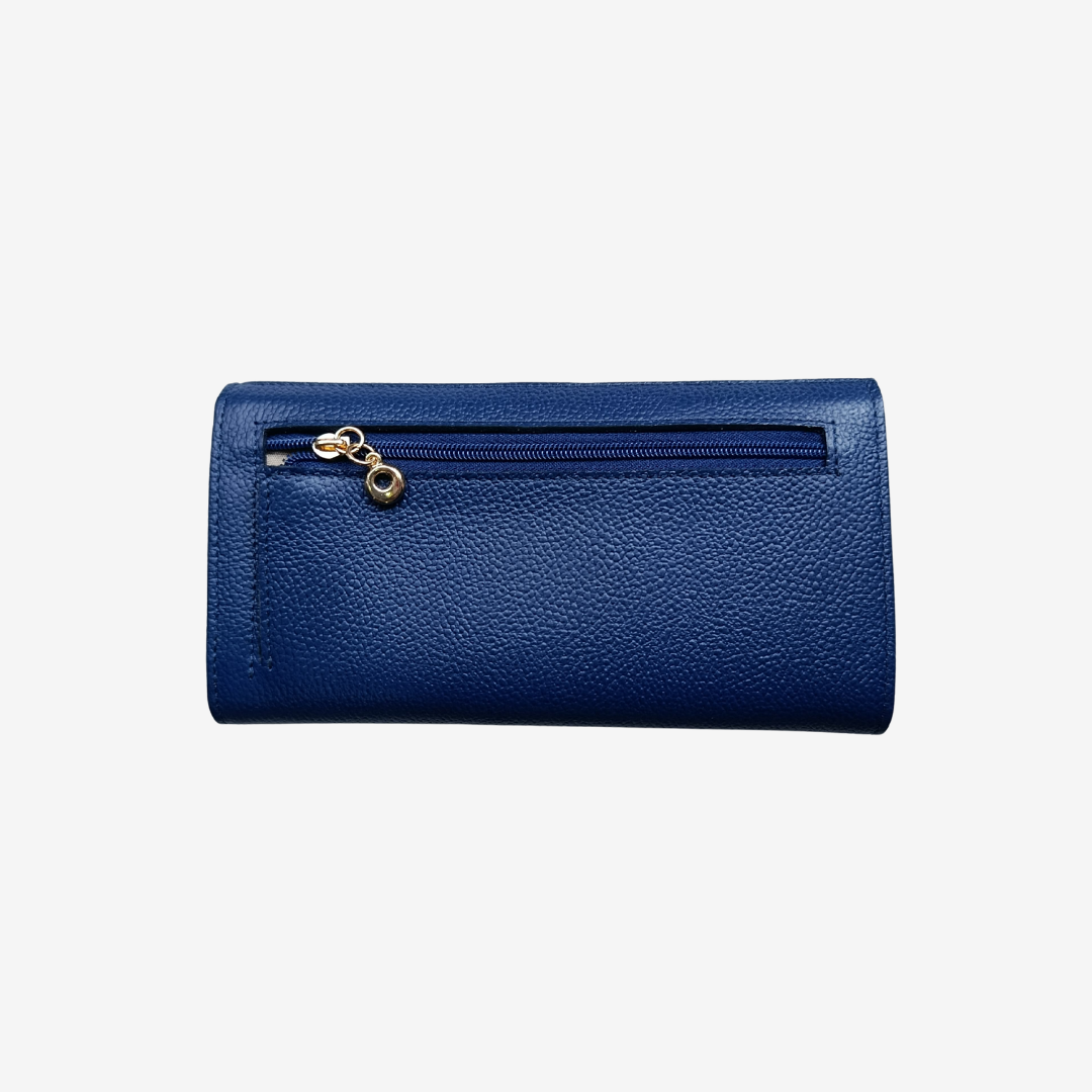Billetera Nova en cuero Azul Marino