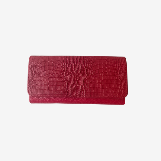 Billetera larga en cuero para mujer color Rojo