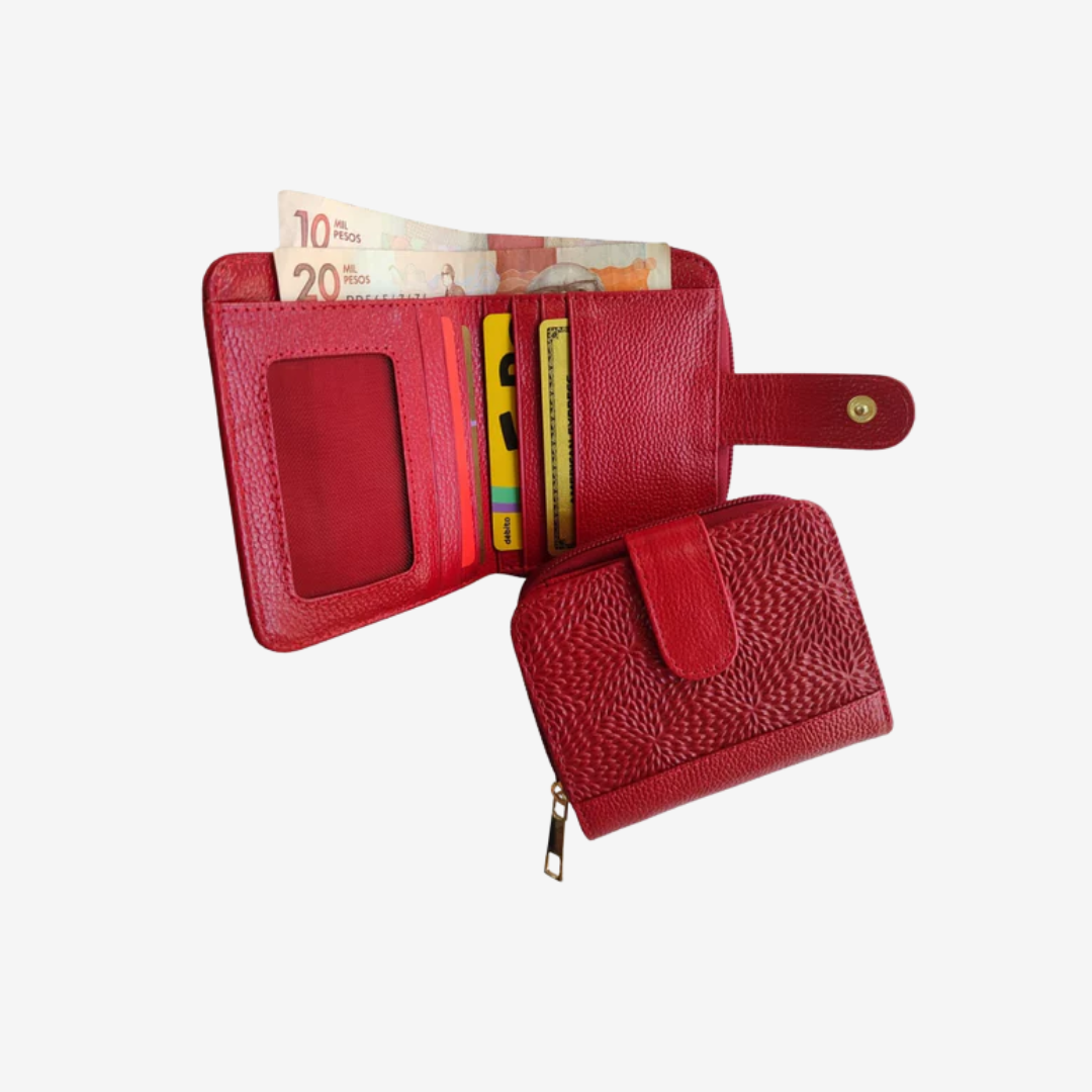 Billetera Palma en cuero Rojo - RagazzaBolsos