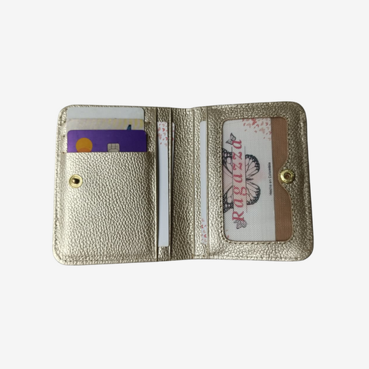 Billetera Zafiro en Cuero Dorado - RagazzaBolsos