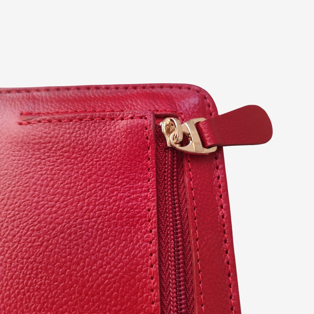 Billetera Zafiro en Cuero Rojo