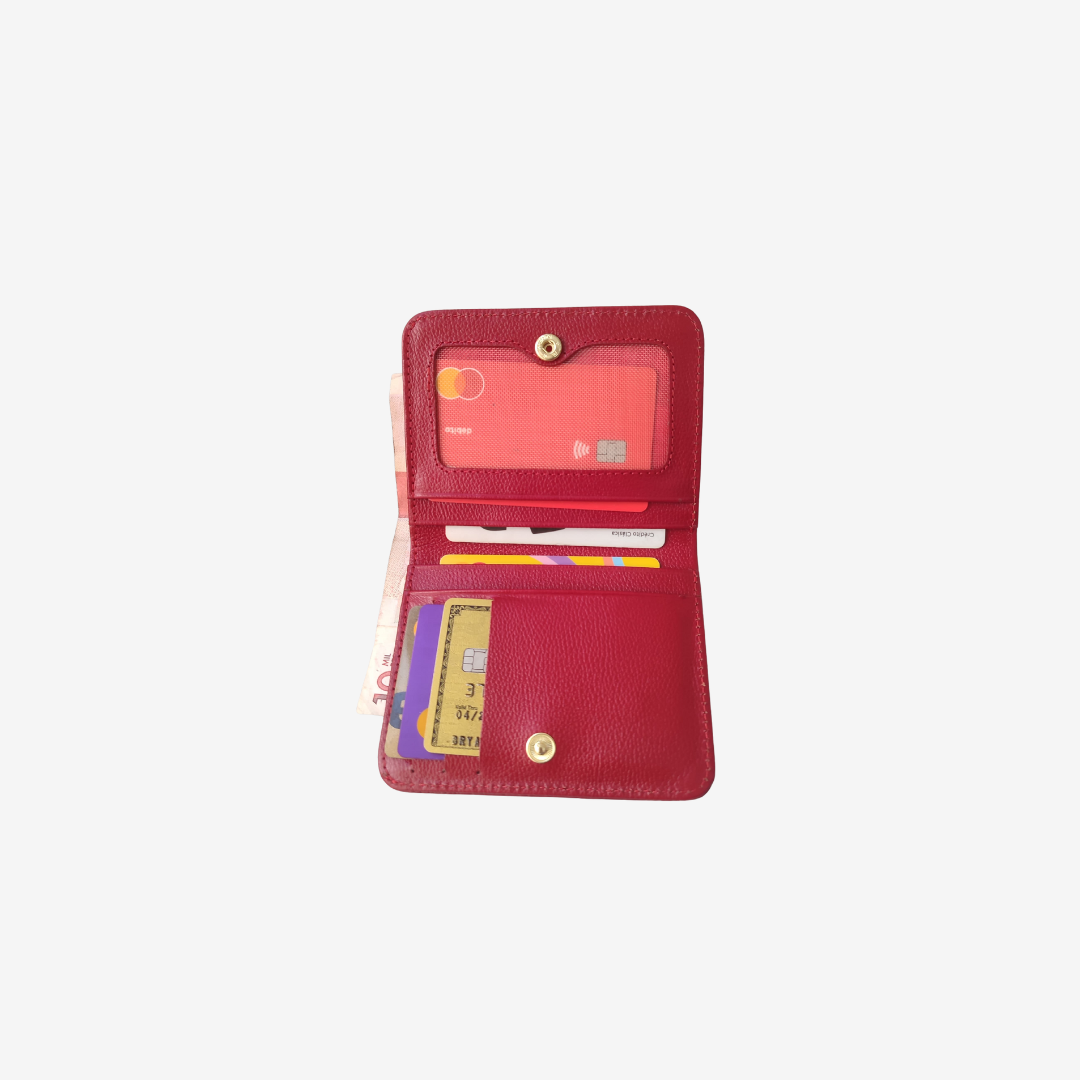 Billetera Zafiro en Cuero Rojo