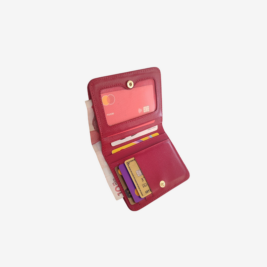 Billetera pequeña en cuero para mujer color rojo