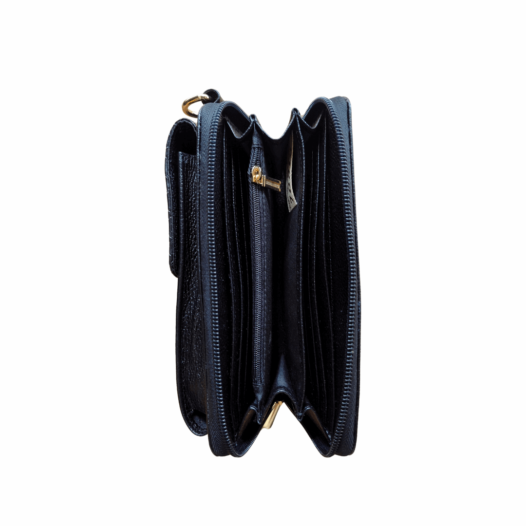 Porta celular pandora para mujer en Cuero negro para mujer - RagazzaBolsos