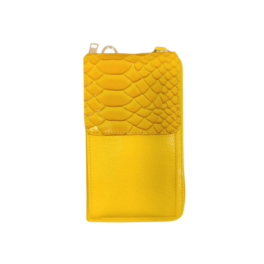 Porta celular Pandora en Cuero Amarillo - RagazzaBolsos