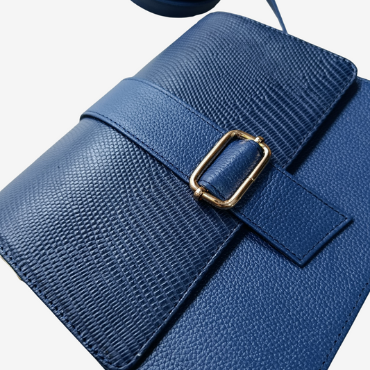Cartera Katlyn tipo Baguette en cuero Azul - RagazzaBolsos