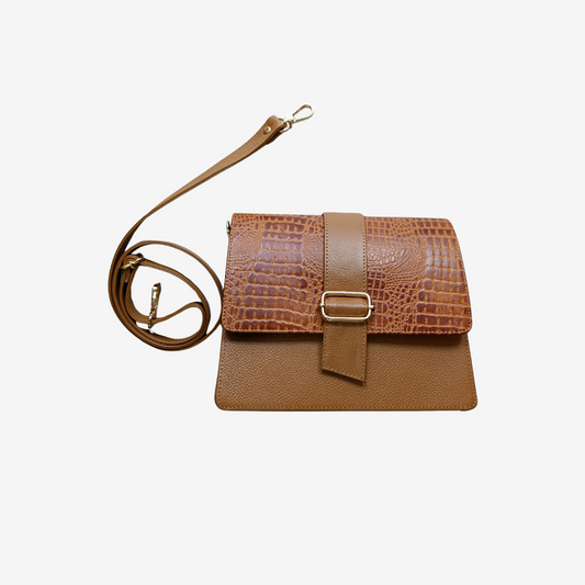 Cartera Katlyn tipo Baguette en cuero Miel - RagazzaBolsos