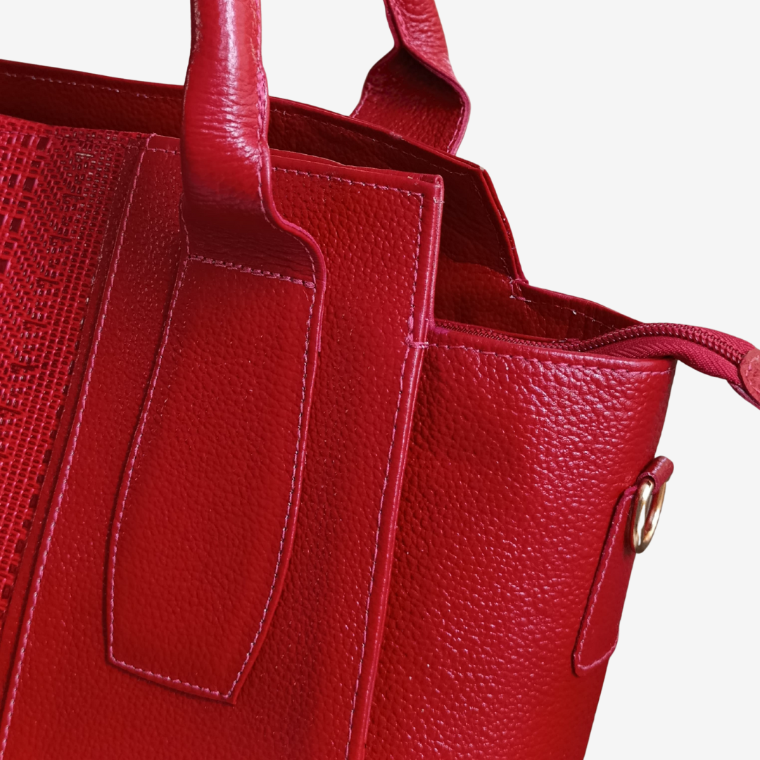 Cartera sofia en cuero - Rojo