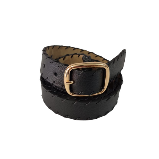 Cinturon en cuero para mujer colo Negro - RagazzaBolsos