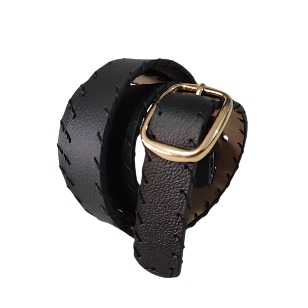 Cinturon en cuero para mujer colo Negro - RagazzaBolsos