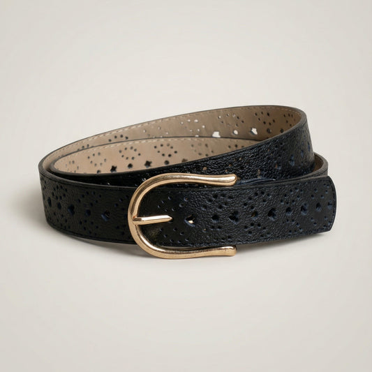 CINTURON LOVE EN CUERO NEGRO