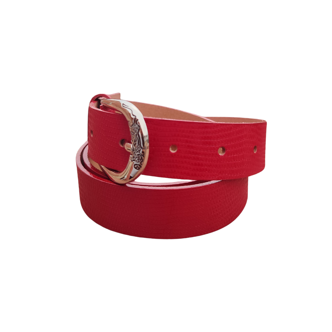 Cinturon en cuero para dama color rojo