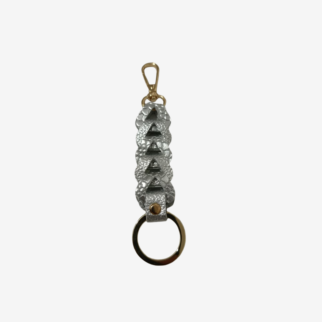 Llavero Luster en cuero Plata