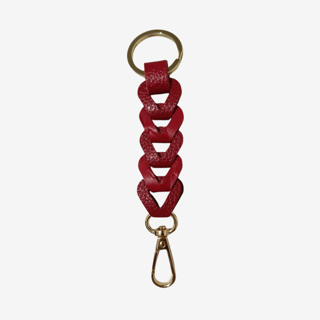 Llavero Luster en cuero Rojo