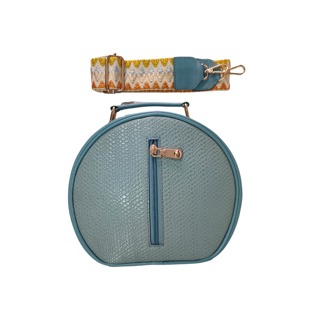 Manos libres con función de cartera de mujer en cuero color azul Ref. 2640