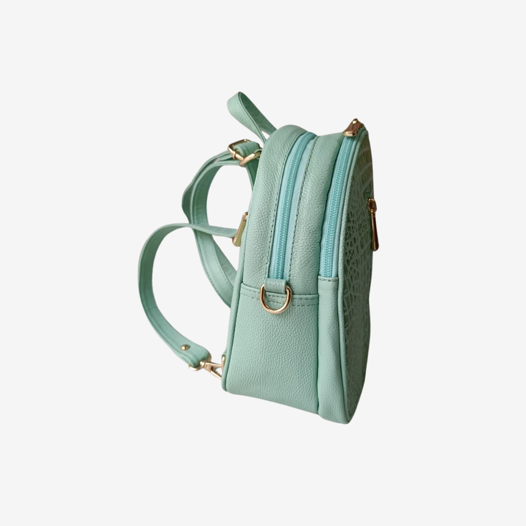 Morral marfil en cuero Verde Musgo