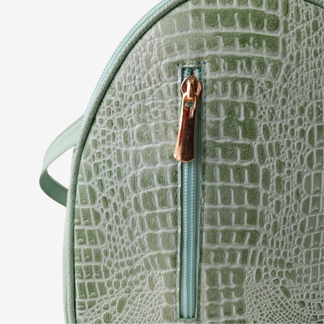 Morral marfil en cuero Verde Musgo