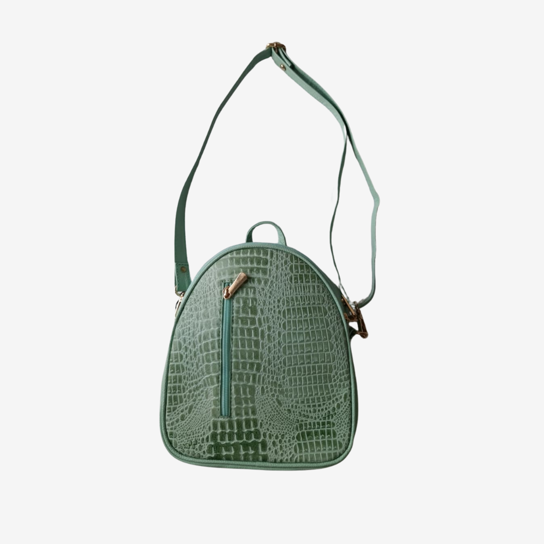 Morral marfil en cuero Verde Musgo