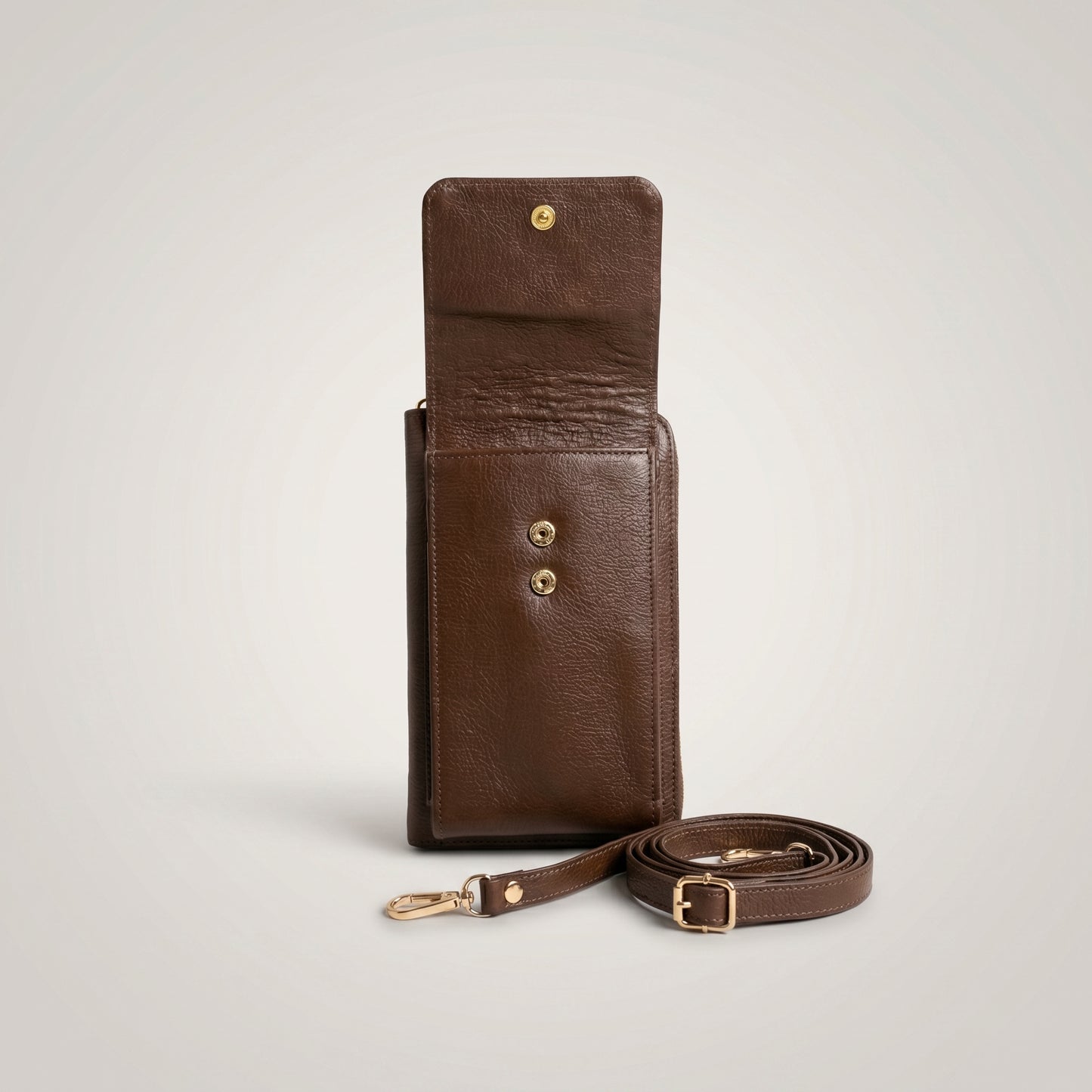 Porta celular Pandora en cuero Marrón Chocolate