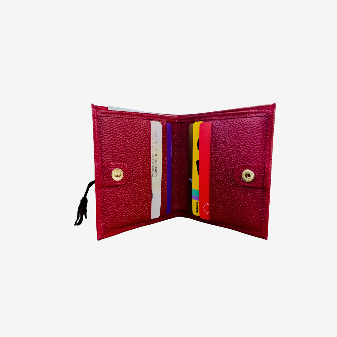 Tarjetero Essential En Cuero - Rojo