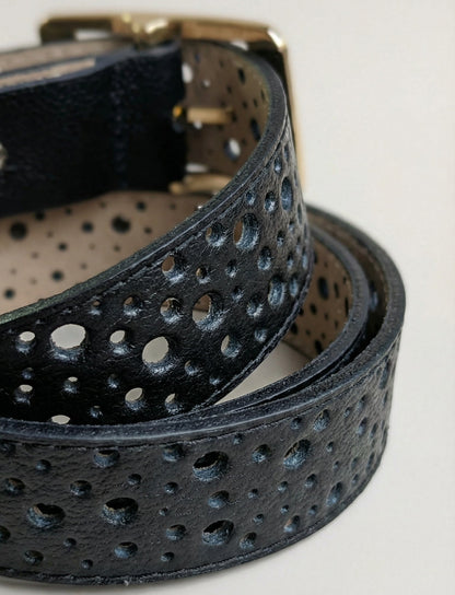 CINTURON CELINE EN CUERO NEGRO