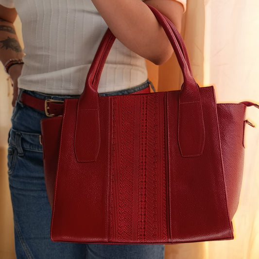 Cartera sofia en cuero - Rojo