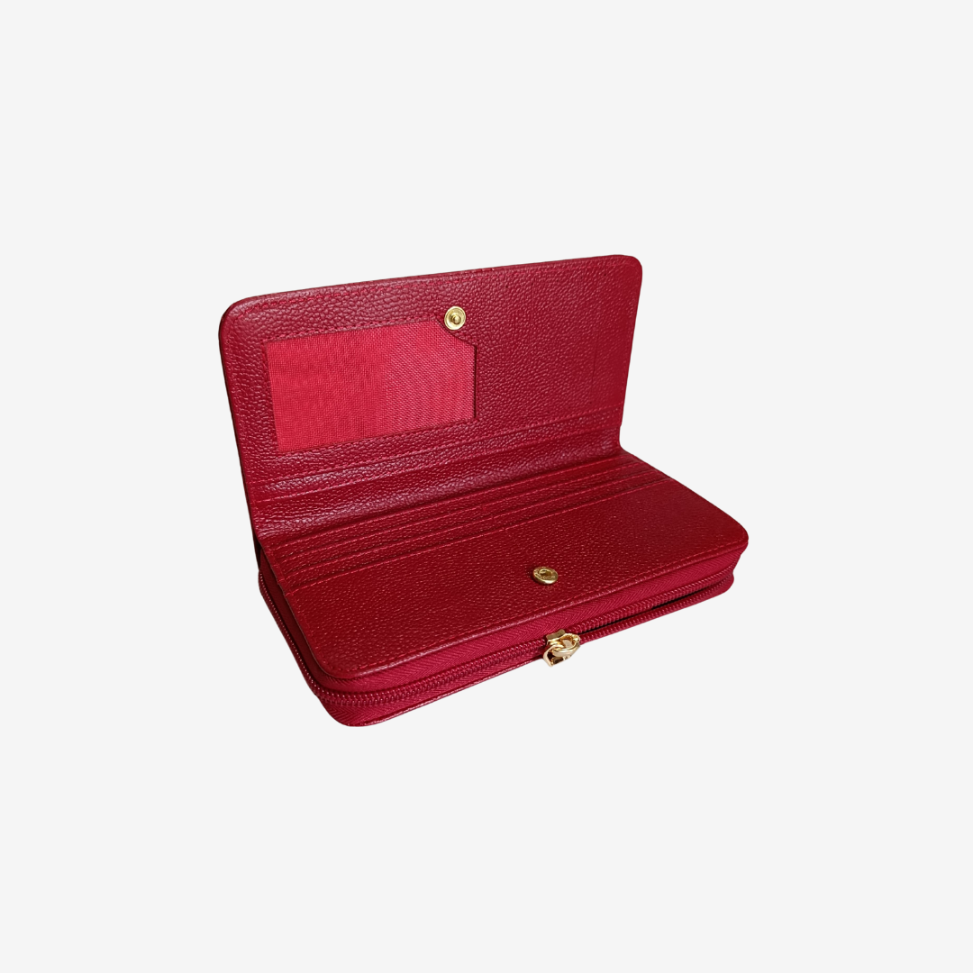 Billetera de mujer en cuero color rojo Ref. Moly