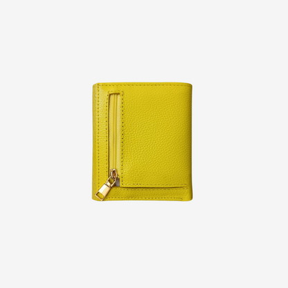 Billetera pequeña en cuero para mujer color amarillo