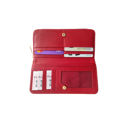 Billetera de mujer en cuero color rojo Ref. Moly