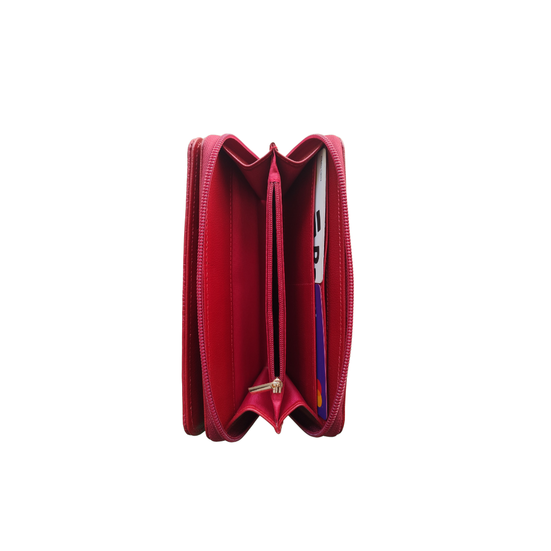 Billetera de mujer en cuero color rojo Ref. Moly
