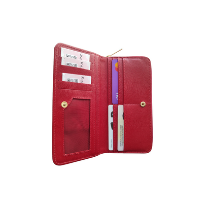 Billetera de mujer en cuero color rojo Ref. Moly