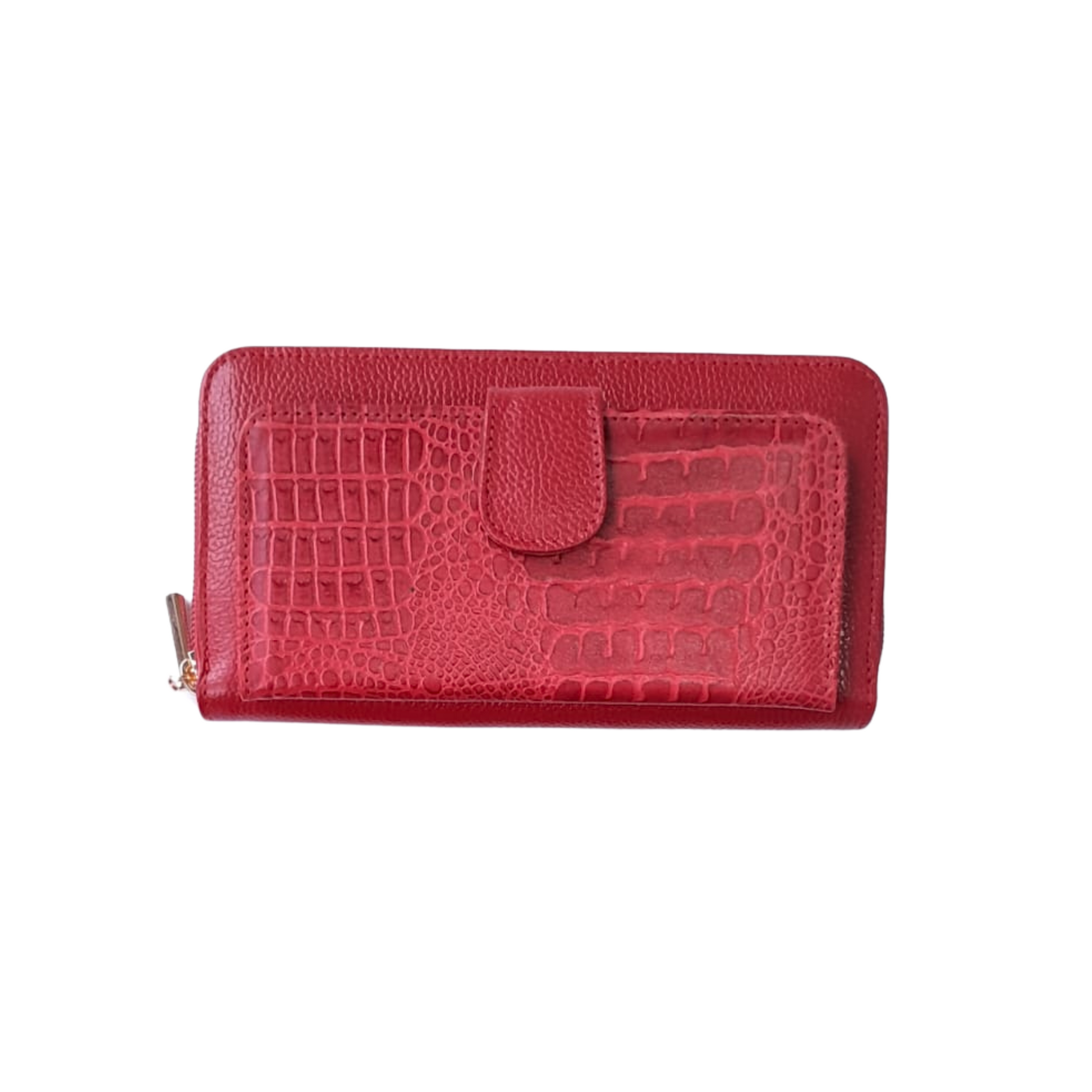 Billetera en cuero grande para mujer color roja