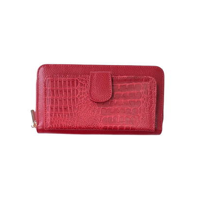 Billetera en cuero grande para mujer color roja