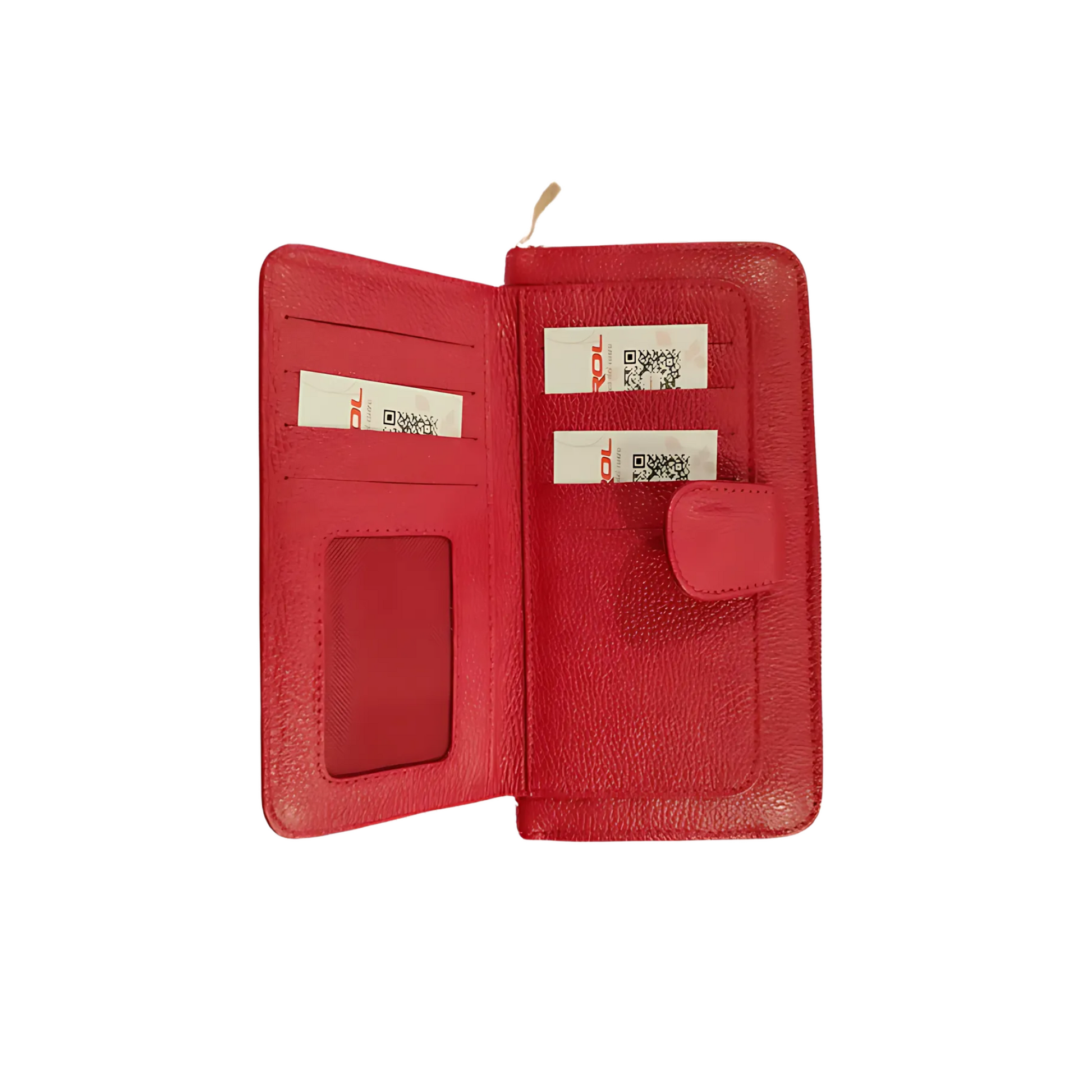 Billetera en cuero grande para mujer color roja