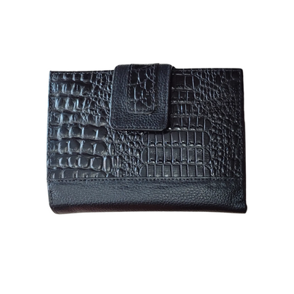 Billetera porta pasaporte para mujer en cuero color Negro ref 2604