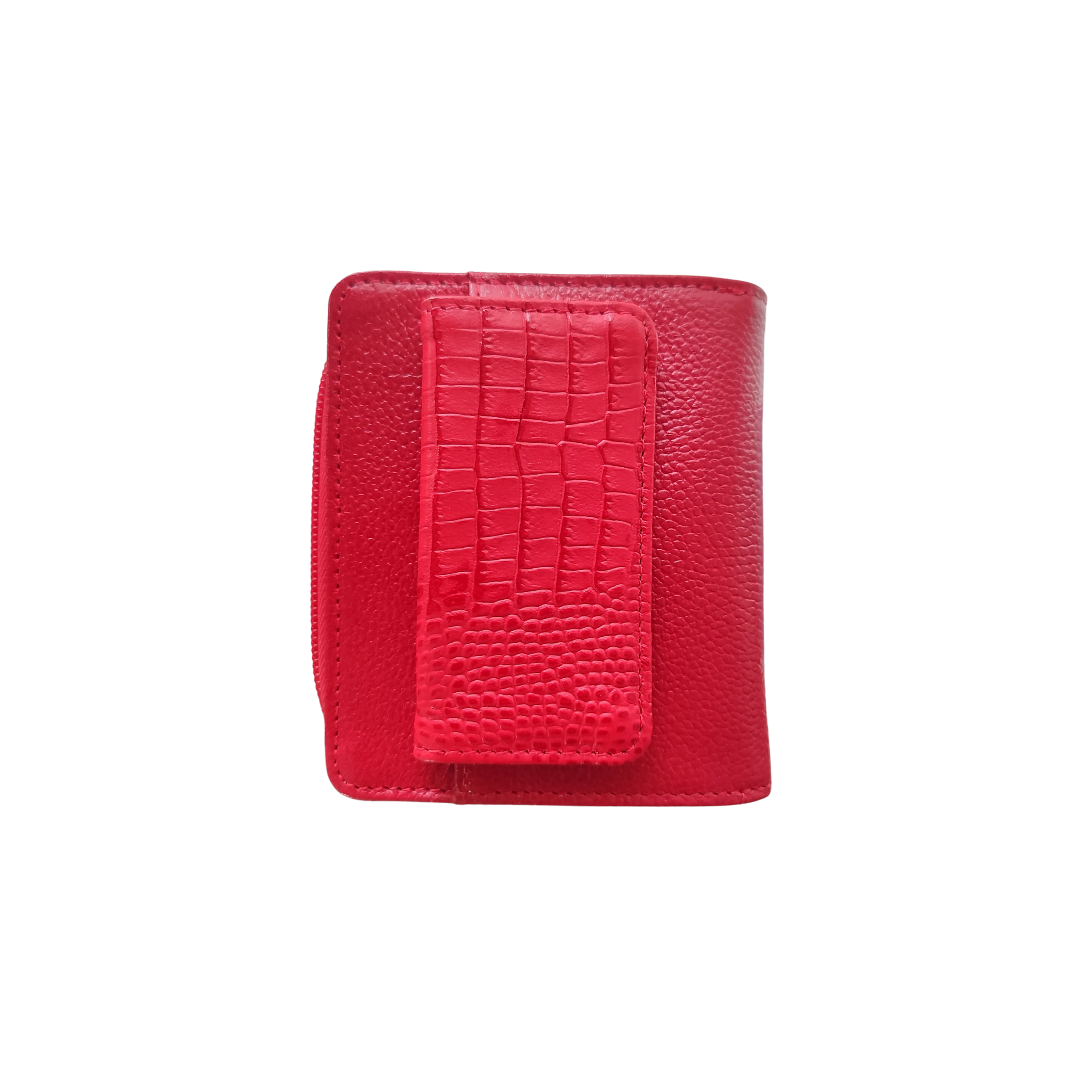 Billetera con monedero Berona en cuero rojo
