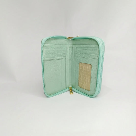Billetera Moma en cuero Verde Claro - RagazzaBolsos